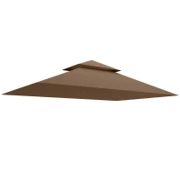 Outsunny 5' x 8' Grill Gazebo Canopy Replacement Cover Only,  UPF50+ Double Tiered BBQ Gazebo Roof, Brown(m-7)