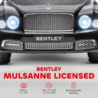 Aosom Bentley Mulsanne 12V Ride on Car, Battery Powered Car with Remote Control, Suspension, Startup Sound, LED Lights, MP3, Horn, Music, Forward and Backward, 2 Motors, Black(m-4)