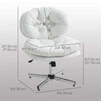 HOMCOM Computer Desk Chair, Armless Office Chair with Wide Padded Seat and Adjustable Height, White(m-3)