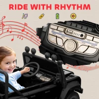 Qaba Land Rover Licensed Kids Ride on Truck with Remote Control, Spring Suspension, LED Lights, 3 Speed for Ages 3-5, Black(m-10)