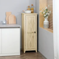 HOMCOM 48" Farmhouse Kitchen Pantry Storage Cabinet with Barn Door, Kitchen Pantry Cabinet with Adjustable Shelves, Natural(m-8)