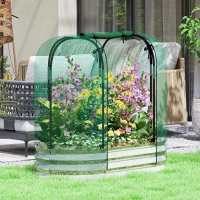 Outsunny Galvanized Raised Garden Bed with Crop Cage Protection Net Cover, Outdoor Planter Box for Vegetables, Flowers, Herbs(m-9)