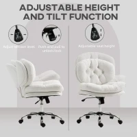HOMCOM Computer Desk Chair, Armless Office Chair with Wide Padded Seat and Adjustable Height, Cream White(m-6)