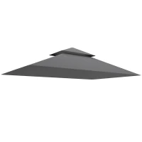 Outsunny BBQ Gazebo Canopy Replacement Roof, 5' x 8' Grill Gazebo Roof with UPF50+ Double Tiered Top Cover, Dark Grey(m-8)