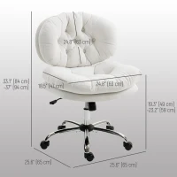HOMCOM Computer Desk Chair, Armless Office Chair with Wide Padded Seat and Adjustable Height, Cream White(m-3)