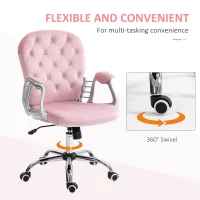 Vinsetto Office Chair, Computer Desk Chair with Adjustable Height and Tufted Back, Pink(m-6)