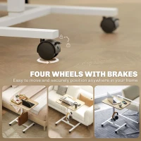 HOMCOM Height Adjustable Standing Desk, Pneumatic Sit Stand Desk with Wheels and Headphone Hook for Home Office, Natural(m-5)