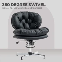 HOMCOM Computer Desk Chair, Armless Office Chair with Wide Padded Seat and Adjustable Height, Black(m-5)
