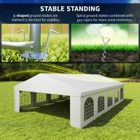 Outsunny 33'x20' Heavy Duty Steel Carport Garage Wedding Party Event Tent Shelter Gazebo Outdoor w/ Sidewalls Canopy Pavilion White(m-6)