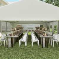 Outsunny 33'x20' Heavy Duty Steel Carport Garage Wedding Party Event Tent Shelter Gazebo Outdoor w/ Sidewalls Canopy Pavilion White(m-7)