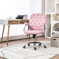 Vinsetto Office Chair, Computer Desk Chair with Adjustable Height and Tufted Back, Pink(m-1)