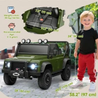 Qaba Land Rover Licensed Kids Ride on Truck with Remote Control, Spring Suspension, LED Lights, 3 Speed, Dark Green(m-3)