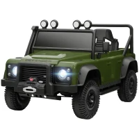 Qaba Land Rover Licensed Electric Car for Kids with Remote Control, Dual Motors, Spring Suspension, LED Lights, Green(m-1)