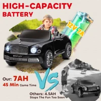 Aosom Bentley Mulsanne 12V Ride on Car, Battery Powered Car with Remote Control, Suspension, Startup Sound, LED Lights, MP3, Horn, Music, Forward and Backward, 2 Motors, Black(m-6)