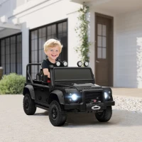 Qaba Land Rover Licensed Kids Ride on Truck with Remote Control, Spring Suspension, LED Lights, 3 Speed for Ages 3-5, Black(m-8)