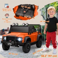 Qaba Land Rover Licensed Kids Ride on Truck with Remote Control, Spring Suspension, LED Lights, 3 Speed for Ages 3-5, Orange(m-3)