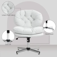 HOMCOM Computer Desk Chair, Armless Office Chair with Wide Padded Seat and Adjustable Height, White(m-6)