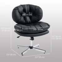 HOMCOM Computer Desk Chair, Armless Office Chair with Wide Padded Seat and Adjustable Height, Black(m-3)
