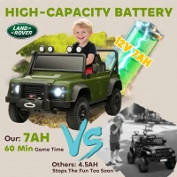 Qaba Land Rover Licensed Electric Car for Kids with Remote Control, Dual Motors, Spring Suspension, LED Lights, Green(m-5)