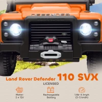 Qaba Land Rover Licensed Kids Ride on Truck with Remote Control, Spring Suspension, LED Lights, 3 Speed for Ages 3-5, Orange(m-4)