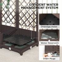 Outsunny Raised Garden Bed with Trellis, PE Rattan Flower Bed with Drainage Holes and Drain Plugs, 47" x 16" x 48"(m-5)