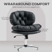 HOMCOM Computer Desk Chair, Armless Office Chair with Wide Padded Seat and Adjustable Height, Black(m-4)