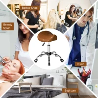 HOMCOM Cosmetic Stool 360° Rotate Height Adjustable Salon Massage Spa Chair Hydraulic Rolling Faux Leather Saddle Stool, Brown(m-5)