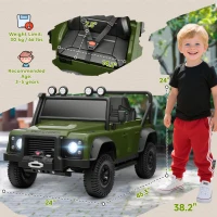 Qaba Land Rover Licensed Electric Car for Kids with Remote Control, Dual Motors, Spring Suspension, LED Lights, Green(m-3)