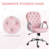 Vinsetto Office Chair, Computer Desk Chair with Adjustable Height and Tufted Back, Pink(m-7)