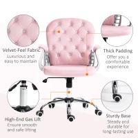 Vinsetto Office Chair, Computer Desk Chair with Adjustable Height and Tufted Back, Pink(m-5)