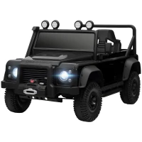 Qaba Land Rover Licensed Kids Ride on Truck with Remote Control, Spring Suspension, LED Lights, 3 Speed for Ages 3-5, Black(m-2)