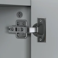 kleankin 35" x 24" Wall Mounted Mirror Cabinet, Bathroom Medicine Cabinet with Mirror, 3 Doors and Adjustable Shelves, Grey(m-10)