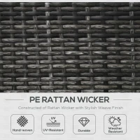 Outsunny Outdoor Rattan Sofa, Patio Wicker Armchair with Cushions for Garden, Balcony, Porch, Grey(m-4)