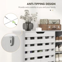 HOMCOM Shoe Cabinet, 21 Pair Shoe Storage Cabinet Organizer with 5-tier Double Door Cupboard and 5-tier Open Shelves, White(m-6)