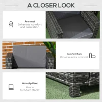 Outsunny Outdoor Rattan Sofa, Patio Wicker Armchair with Cushions for Garden, Balcony, Porch, Grey(m-6)