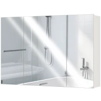 kleankin 35" x 24" Wall Mounted Mirror Cabinet, Bathroom Medicine Cabinet with Mirror, 3 Doors and Adjustable Shelves, White(m-2)