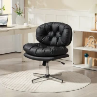 HOMCOM Computer Desk Chair, Armless Office Chair with Wide Padded Seat and Adjustable Height, Black(m-8)