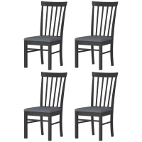 HOMCOM Wooden Dining Chairs Set of 4, Farmhouse Upholstered Kitchen Chairs with Rubber Wood Frame, Black and Gray(m-1)