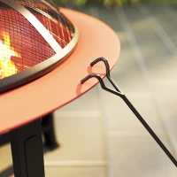 Outsunny 30" Outdoor Fire Pit Bowl, Round Fire Pit with Lid, Log Grate, Poker for Backyard, Camping, Picnic, Bronze(m-10)