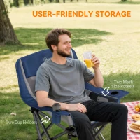 Outsunny Camping Chair for Adults, Portable Folding Camping Chair with Side Pockets, Cup Holders, Carry Bag, Blue and Gray(m-6)