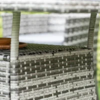 Outsunny Garden Dining Table, Patio Rattan Dining Table with Glass Top, Storage Shelf for Yard, 59" x 34" x 29", Grey(m-10)