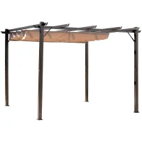 Outsunny 10' x 10' Aluminium Outdoor Pergola Gazebo Backyard Canopy Cover Square Sunshade Garden Grape Trellis Coffee(m-11)