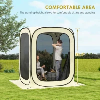 Outsunny 6 x 6ft Pop Up Screen Tent, UPF50+ Portable Camping Gazebo Screen House with Carry Bag, Beige(m-7)