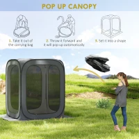 Outsunny 6 x 6ft Pop Up Screen Tent, UPF50+ Portable Camping Gazebo Screen House with Carry Bag, Dark Gray(m-4)