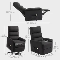 HOMCOM Lift Chair for Elderly, Power Chair Recliner with Remote Control, Side Pockets for Living Room, Black(m-3)
