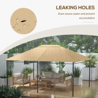 Outsunny 10' x 13' Gazebo Replacement Canopy Cover, Gazebo Roof Replacement (TOP COVER ONLY), Khaki(m-7)