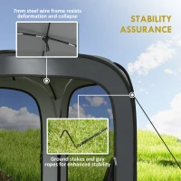 Outsunny 6 x 6ft Pop Up Screen Tent, UPF50+ Portable Camping Gazebo Screen House with Carry Bag, Dark Gray(m-5)