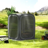 Outsunny 6 x 6ft Pop Up Screen Tent, UPF50+ Portable Camping Gazebo Screen House with Carry Bag, Dark Gray(m-10)