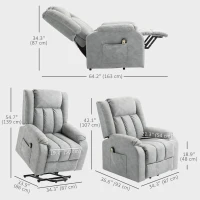 HOMCOM Lift Chair for Seniors, Microfibre Upholstered Electric Recliner Chair with Remote, Quick Assembly, Light Grey(m-3)