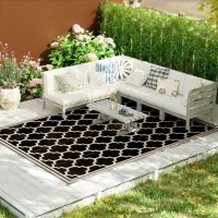 Outsunny 9'x12' Reversible Outdoor RV Rug, Patio Floor Mat, Plastic Straw Rug for Backyard, Deck, Beach, Camping, Black(m-10)